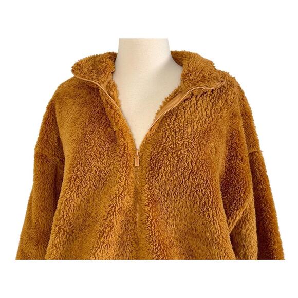 Victoria’s Secret PINK Plush Teddy Full Zip Mock Neck Oversized Sherpa Jacket M - Picture 9 of 12